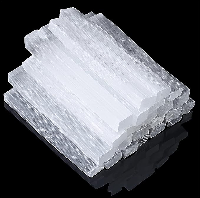 Selenite crystals 12PC Large Selenite Crystal Wands White Raw Rough Crystals Bulk for Healing Reiki Metaphysical Energy Drawing Protection